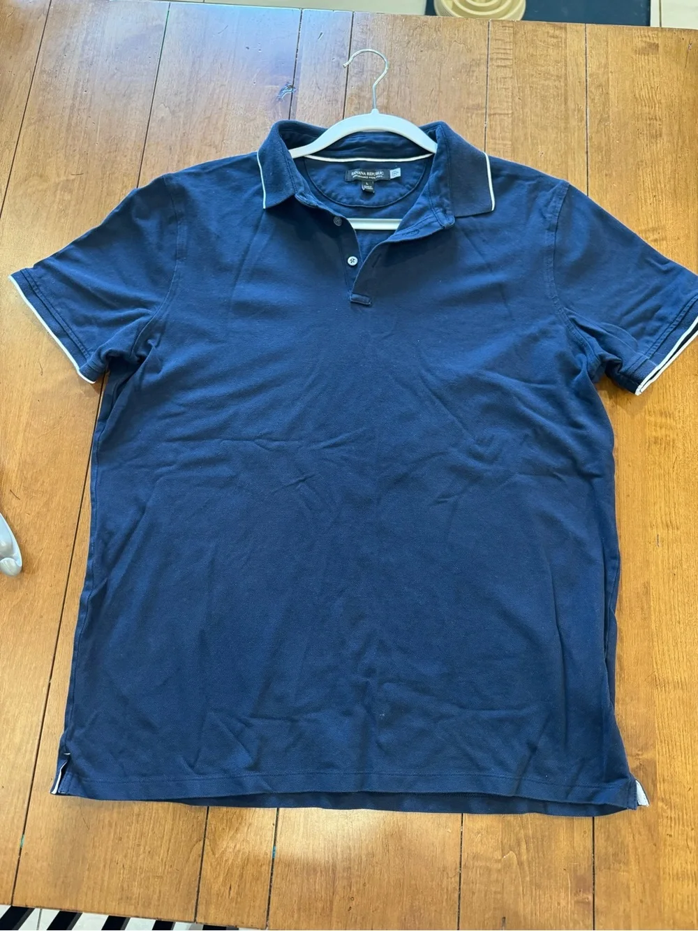Banana Republic Navy Polo with White Contrast Trim